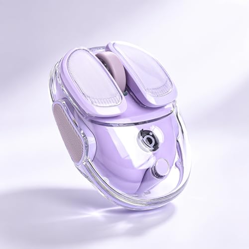 Q9 Chargeable Portable Silent 2.4GHz/Bluetooth Dual Mode Wireless Cute Mouse, 4 Adjustable DPI,4800 DPI Optical Tracking Clear Mouse with RGB Lighting, Compatible Win/Mac/Android/iOS(Purple) - color: Purple