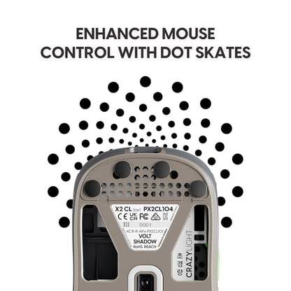 Pulsar Gaming Gears X2 Crazylight Wireless Gaming Mouse, Ultra Lightweight 1.23 oz (35g), Optical Switch, 32000 DPI, 750 IPS, XS-1 Sensor, 8k Compatible (Volt Shadow) - color: Volt Shadow, size: Mini, style: X2 CrazyLight