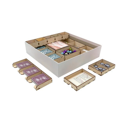 The Broken Token Game Organizer Compatible with Wyrmspan - Wooden Game Organizing Box with Multiple Trays