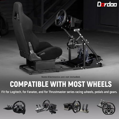 Dardoo More Stable Racing Simulator Cockpit with Game Seat Fit for Logitech G920 G923,for Thrustmaster T150,for Fanatec Steering Wheel Stand with Reinforcement Bars,Not Included Steering Wheel & Pedal