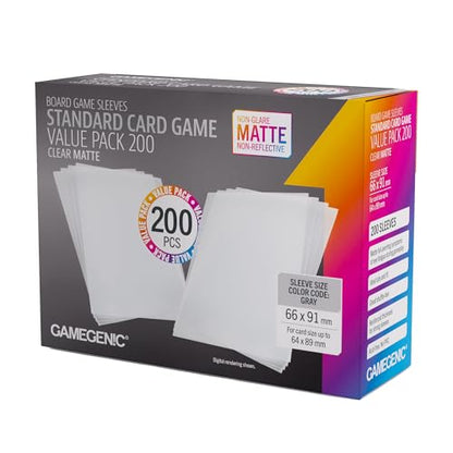 Gamegenic Matte Sleeves Standard Card Game-Size Value Pack 200 – 100 Micron Non-Glare Card Protectors, 200 Count Bulk Set, Anti-Reflection for TCG and Board Games