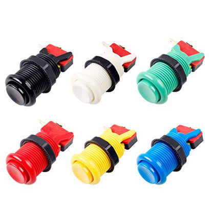 EG STARTS Classic Arcade DIY Parts Happ Style 2Pin Sticker + 1 Player Start Buttons + 8X Happ Type Standard Push Button with Micro Switch for Arcade Joystick Kits Mame KOF Fighting Stick Games Red