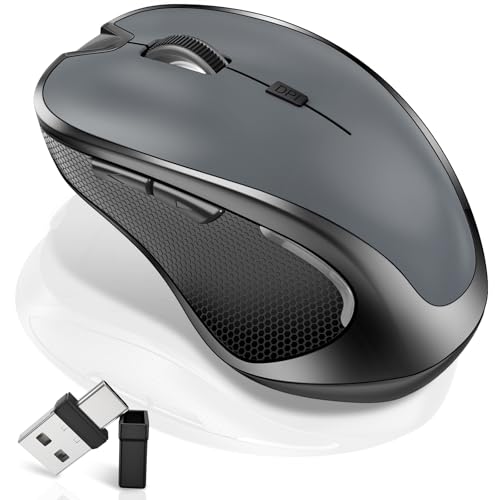 Mouse for MacBook Bluetooth Wireless Mice Laptop Mac Pro iPad with Jiggler | Wireless Bluetooth Rechargeable Silent Optical Mouse Dual Mode Switch Bluetooth 5.2/3.0 and 2.4GHz USB Type-C Receiver Gray - color: 4.Bluetooth Wireless Mouse (Gray)