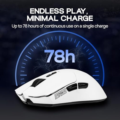 EPOMAKER Click Lite Wireless Gaming Mouse, 800 to 12,000 DPI Adjustable, PAW3311 Sensor, 500mAh, 59g, 2.4G/BT/USB-C Rechargeable Wireless Mouse with 5 Programmable Buttons for PC/Mac/Linux (White) - color: White