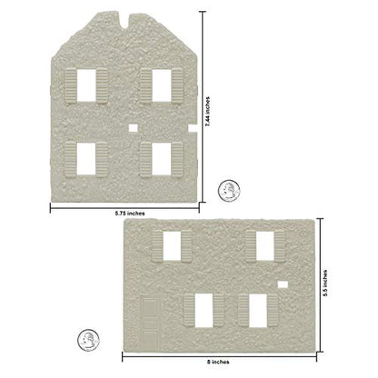 BMC WW2 Ruined Spanish Farm House - Plastic Army Men Playset Accessory - color: Off-white & Red
