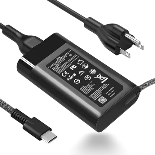 Slim 65W USB C Laptop Charger Compatible with Hp Envy/EliteBook | for HP Spectre X360, Envy, Chromebook, EliteBook X360, Elite X2 - color: BLACK_B