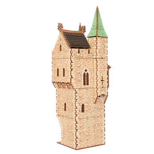 The Great Tower P- Medieval Castle - DIY Wooden Building Kit Crafts for Adults, Puzzle Wood Model Kit - Laser Cut Wooden Puzzle Architecture & Engineering Assembly Set - Hobby building kit - Realistic - color: Great Tower (Real Texture)