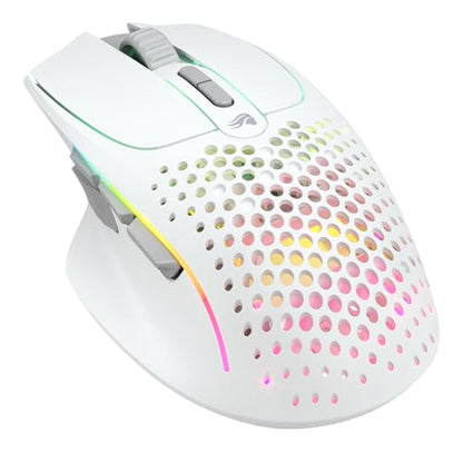 GLORIOUS Gaming Model I 2 Wireless Gaming Mouse - Hybrid 2.4Ghz & Bluetooth, 75g Superlight, 9 Buttons (2 Swappable), RGB, PTFE Feet, MMO/MOBA/FPS, Long Battery Life, Side Thumb Rest - White - color: Matte White, size: Model I2 Wireless