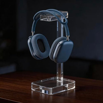Clear Acrylic Headphone Stand for Desk, Solid One-Piece Headset Holder, Stable Non-Slip Base, Universal Headphone Hanger for Gaming Setup, Office Desk & Home Organization - color: Clear