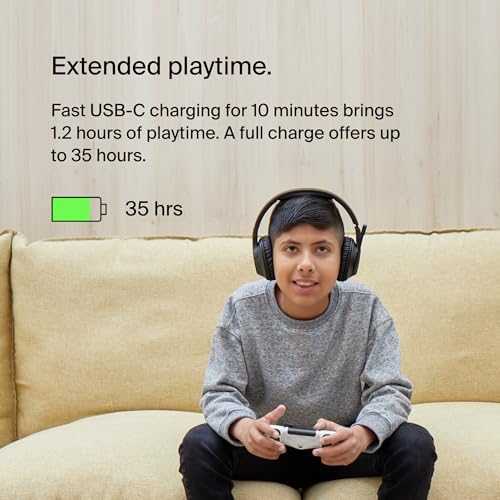 Belkin SoundForm Inspire Bluetooth Kids Headphones, 35H Battery Life | Over-ear wireless headset, built-in mic, 85dB safe volume limit, online learning, travel, iPad, iPhone, Galaxy - color: Black, style: Wireless