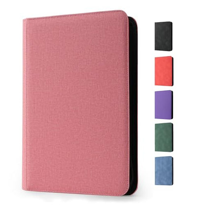 Trading Card Binder 9 Pocket - Premium Card Collection Binder for 360 Cards, Durable Side-Loading Card Album with Zipper, Perfect for TCG, MTG, and Sports Cards, Pink - color: Pink