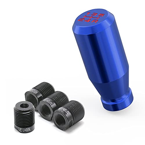 Blue 5 Speed Weighted Manual Automatic Gear Shifter Shift Knobs Lever with 4 Metal Adapters Fit Compatible with Manual Cars Most Automatic Cars - color: AAW-B-04-02