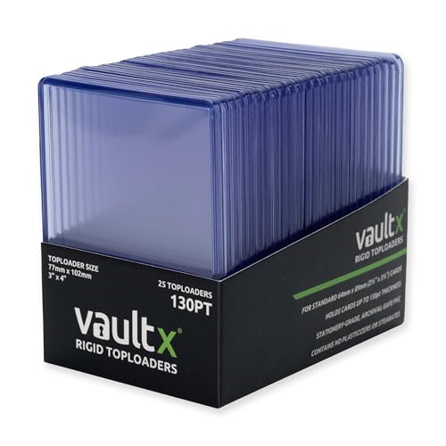 Vault X Toploaders 130pt (25 Pack), 3" x 4" Seamless Clear Rigid Card Holders for Trading Cards TCG - size: 25 Pack, style: 130pt