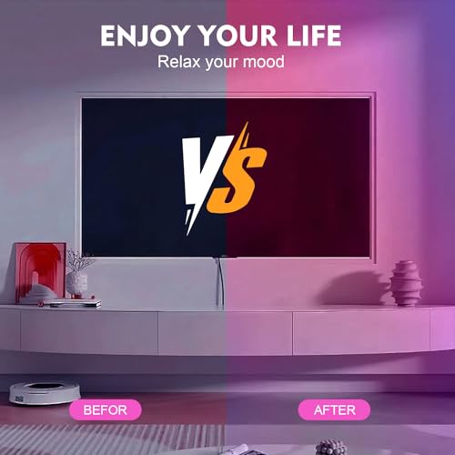 20ft LED Strip Lights Color Changing Mood lamp USB 5V Operated RGB 5050 LED Tape Lights Bedroom, Kitchen Cabinet Light with IR Remote Controller and Dimmable - size: 20FT