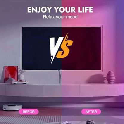 20ft LED Strip Lights Color Changing Mood lamp USB 5V Operated RGB 5050 LED Tape Lights Bedroom, Kitchen Cabinet Light with IR Remote Controller and Dimmable - size: 20FT