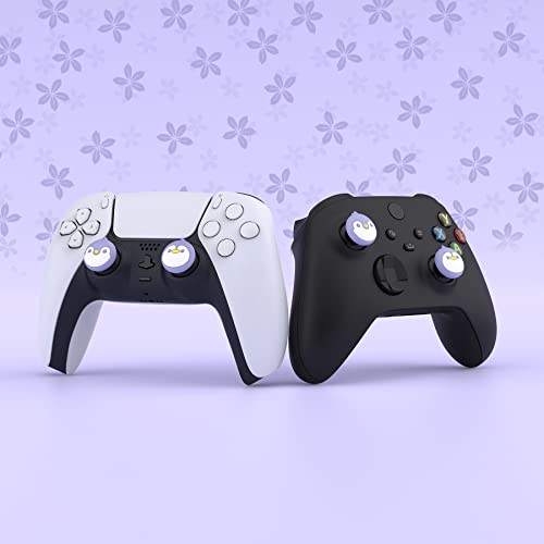 PlayVital Thumb Grip Caps for Xbox Series S/X, Xbox One, Elite Series 2 Controller, Cute Joystick Caps for ps5/EDGE/ps4, Thumbstick Cover for Switch 2 Pro/Switch Pro Controller - Penguin, Light Violet - color: Penguin Light Violet