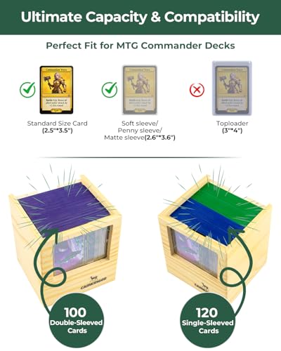 Wooden MTG Commander Deck Box with Display Window 100 Double-Sleeved Cards