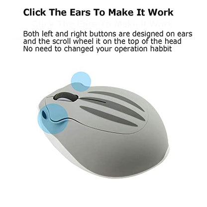 2.4GHz Wireless Mouse Cute Hamster Shape Less Noice Portable Mobile Optical 1200DPI USB Mice Cordless Mouse for PC Laptop Computer Notebook MacBook Kids Girl Men Women Mom Dad Gift (Gray)