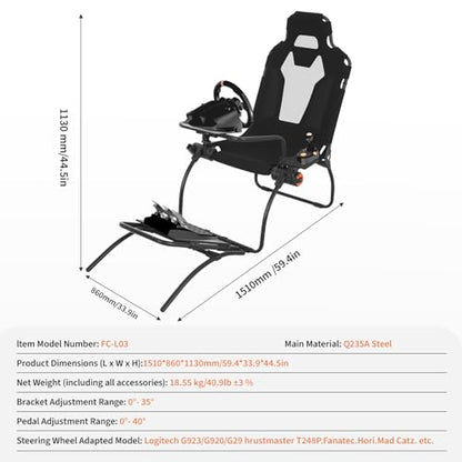 Racing Wheel Stand,Foldable Racing Simulator Cockpit for g923/g920/g29, Steering Wheel Stand & Foot Pedal Angle Adjustable,Sim Racing Cockpit for Thrustmaster t248p, Fanatec, Hori, Mad Catz. - size: 59.5x33.9x44.5in