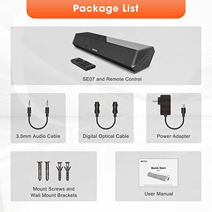 Bestisan Sound Bars for TV, 16'/50W Small Soundbar for TV, Sound Bar with Depths Sound Enhanced/DSP/Bass+/3EQ, Surround Sound Speakers for TV Works with HDMI ARC/CEC,Optical/BT/PC …
