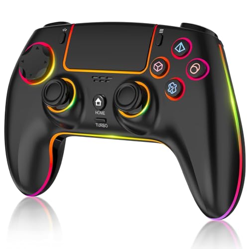 LED Wireless Controller for PS-5 with RGB Lighting/3.5mm Audio Jack/Earphone Audio and Microphone/Hall Effect Joysticks/ Programmable/Dual Vibration/ Turbo & Macro Functions,1000mAh Battery,6-Axis Motion Contro Gamepad - Black - color: Black