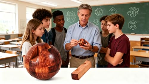 Wooden Brain Teaser Puzzles for Adults - Challenging 3D IQ Logic Games for Teens 14+, Stress Relief Desk Toys & Office Decor, Unique Gifts for Men, Women, Seniors (Ball) - style: Ball