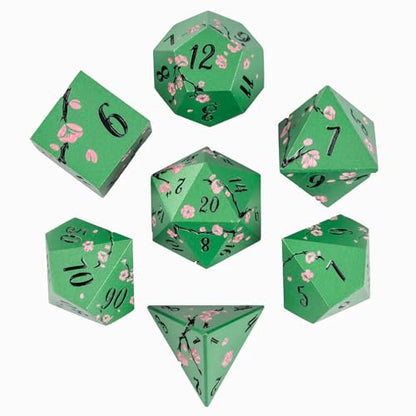 UDIXI DND Metal Dice Set, Flower Solid Metal RPG Dice Set Green for D&D | Pink Flower, Metal Case Packaging, Heavy Metal Dice, D&D Gift, for Dungeons and Dragons Role Playing Games Tabletop Games - color: Flower/Greenblack