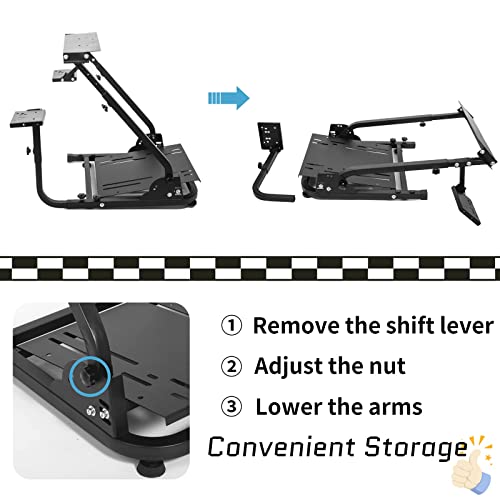 Anman racing simulator cockpit Steering Wheel Stand with Double Gear Shifter Mount Fit for Logitech G25 G27 G29 G920 G923,Foldable Gaming Cockpit Stand,without Pedal and Steering Wheel