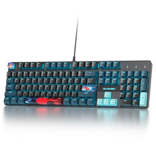 Full Size Mechanical Keyboard, Creamy Keyboard with Number Pad, 104 Keys Wired Gaming Keyboard with Red Switch, RGB Backlit for PC Laptop - color: Monster B