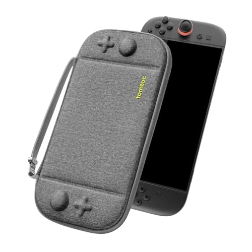 tomtoc Slim Carring Case for Nintendo Switch 2, Military Grade Protection | Odorless Felt Protective Hard Shell with 12 Game Card Slots, Portable Travel Storage Bag with Original Patent, Soft Interior - color: Gray