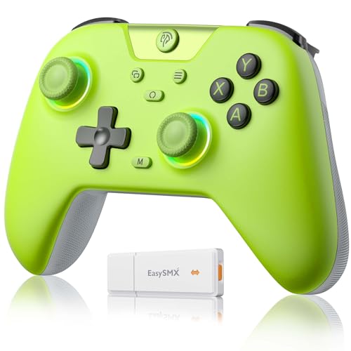 EasySMX X05 2.4g Wireless Controller for PC/iPhone/Android/Switch & Steam Deck- Bluetooth Controller Gamepad with Hall Effect Joysticks and Trigger,Turbo,Rumble Vibration and RGB Lighting - color: Lime