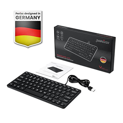 Perixx PERIBOARD-332 Wired Backlit USB Keyboard - Mini 11.22x4.57x0.83 Inches - Slim Scissor Keys with Big Font - White Illuminated LED - US English - style: Wired Backlit