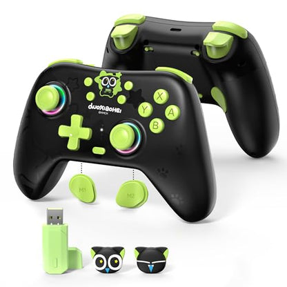 GeekShare Switch Pro Wireless Controller, Compatible with Switch 2/1/Lite/OLED, PC, Android, iOS Device, Tri-Mode Programming with Wake-up, Turbo, Gyro, Vibration, 1000mAh Bluetooth 2.4G Controller - size: Controller and receiver kit