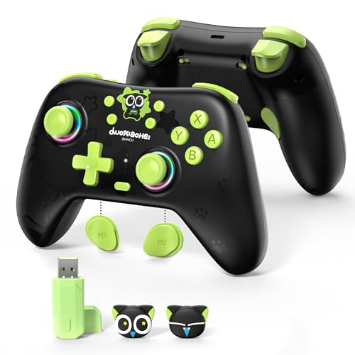 GeekShare Switch Pro Wireless Controller, Compatible with Switch 2/1/Lite/OLED, PC, Android, iOS Device, Tri-Mode Programming with Wake-up, Turbo, Gyro, Vibration, 1000mAh Bluetooth 2.4G Controller - size: Controller and receiver kit