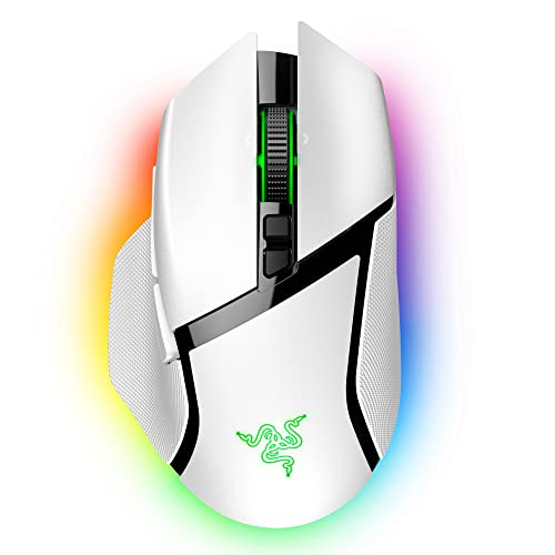 Razer Basilisk V3 Pro Customizable Wireless Gaming Mouse: Fast Optical Switches Gen-3 - HyperScroll Tilt Wheel - Chroma RGB - 11 Programmable Buttons - Focus Pro 30K Optical Sensor - White - color: White