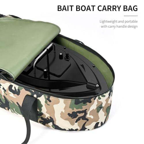 Asixxsix RC Bait Boat Storage Bag, 1000D Oxford RC Boat Remote Control Fishing Boat Cover Bag, 60 x 30 x 20cm, 24 x 12 x 8inch, Suitable for Most Bait Boats, Double Zipper - color: Camouflage