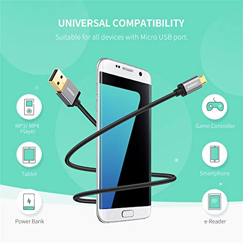 UGREEN Micro USB Cable, 1.5FT High Speed Fast Charging USB Cable, Nylon Braided Durable Android Phone Charger Cord, Compatible with Samsung Galaxy S7 S6 Note LG V10 Tablet PS4 MP3 - size: 1.5FT
