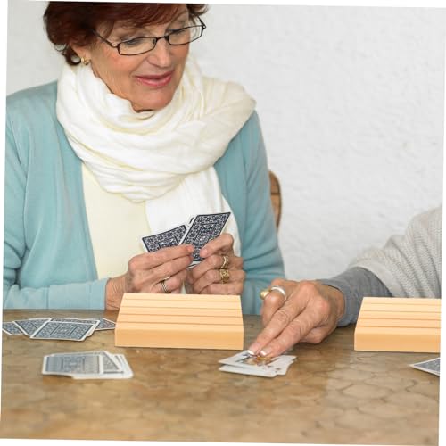 SUPVOX 2Pcs Wooden Card Stand Game Card Storage Holder for Easy Display Smooth Finish for Games Creative Decor for Chess Rooms Hotels and Gambling Houses