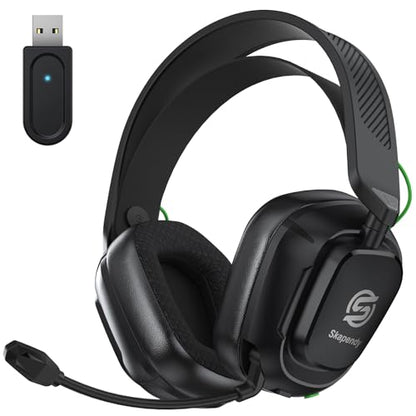2.4GHz Wireless Gaming Headset for Switch, PS4, PS5, PC, Ultra-Low Latency, Lossless Bluetooth Gaming Headphones with Noise-Canceling Mic, 50+ Hr Battery for Atari 2600 Accessories - color: Jet Black