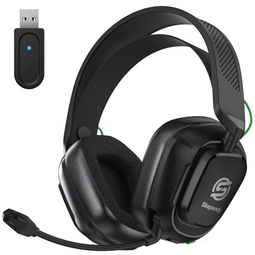 2.4GHz Wireless Gaming Headset for Switch, PS4, PS5, PC, Ultra-Low Latency, Lossless Bluetooth Gaming Headphones with Noise-Canceling Mic, 50+ Hr Battery for Atari 2600 Accessories - color: Jet Black