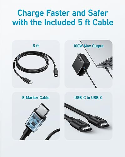 Anker Docking Station for Steam Deck/ROG Ally, 6-in-1 Steam Deck Dock, USB C Hub with HDMI 4K@60Hz, 1Gbps Ethernet & Mac Book Pro Charger, 100W USB C Charger, Anker Compact and Foldable Fast Charger