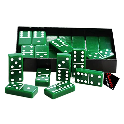 OMURA Games | Acrylic Double 6 Jumbo Dominoes Set (Emerald) - color: Emerald