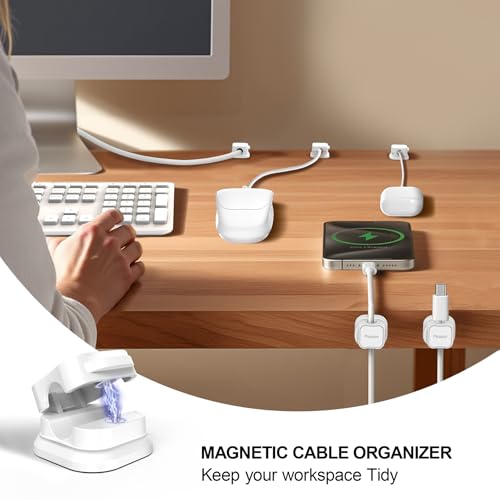 Picozon 6 Pack Magnetic Cable Clip Organizer Cord Holder, Picozon Adhesive Cable Management, Wire Phone USB Charger Cable Holder Keeper Organizer for Car, Office Home Desktop, Wall, Night Table - size: Pack of 6