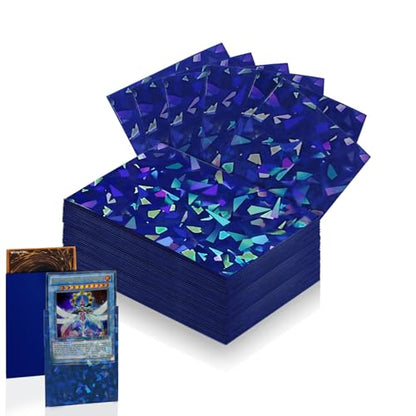 100 Count Blue Card Sleeves for Trading Cards, Perfect Fit Shiny MTG Card Sleeves, Holographic Card Sleeve Fit for Magic, Photocard, TCG, Baseball/Sports Cards, Yugioh Card, Game Card 66 * 91 mm - color: Blue