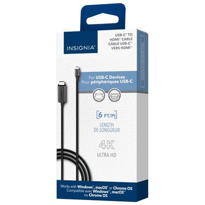 INSIGNIA Universal Video & Audio Cables and Adapters – HDMI, DisplayPort, USB-C, Mini HDMI, Mini DisplayPort & RCA Converter, 4K/8K High-Speed Options for TV (HDMI to USB-C Cable, 6 ft) - size: 6 ft, style: HDMI to USB-C Cable