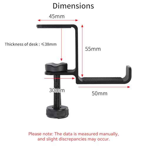 aceyoon Under Desk Headphone Hanger, Aluminum Headphone Stand,Headset Holder Space-Saving for Bag/Backpack/GamingHeadphone, Black - color: black