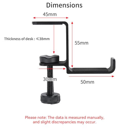 aceyoon Under Desk Headphone Hanger, Aluminum Headphone Stand,Headset Holder Space-Saving for Bag/Backpack/GamingHeadphone, Black - color: black