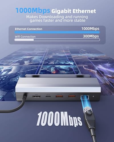 M.2 Steam Deck Dock, Docking Station for Steam Deck OLED/ROG Ally/Legion Go(S)/ROG Xbox Ally,with HDMI(4K@60Hz), Gigabit Ethernet, 3*USB-A 3.2, M.2Slot(SSD Expand Storage),USB C PD 100w Charging - style: Steam Dcek Dock(HDMI)