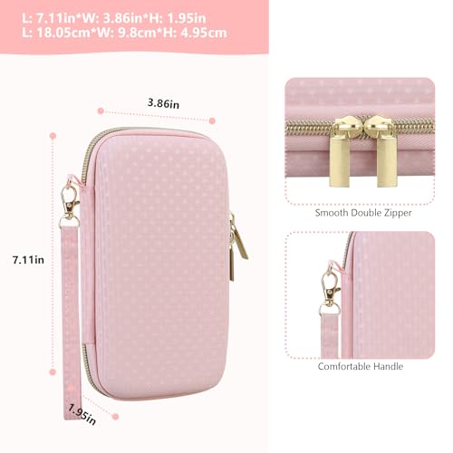 Supmay Hard Carrying Case Compatible with Nintendo DS Lite NDSL, Gameboy Advance Games Storage Holder Travel Bag with Mesh Pocket for USB Charging Cable, Stylus, Earphones, Game Cartridge, Pink - color: Pink Star