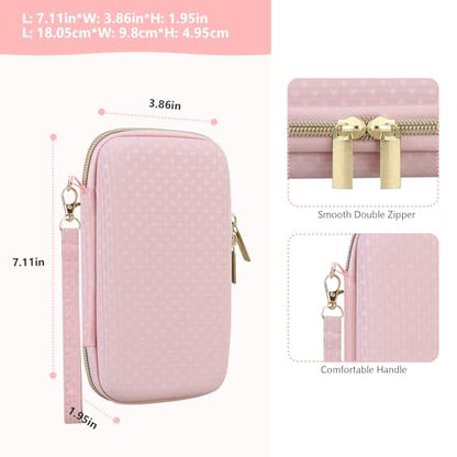 Supmay Hard Carrying Case Compatible with Nintendo DS Lite NDSL, Gameboy Advance Games Storage Holder Travel Bag with Mesh Pocket for USB Charging Cable, Stylus, Earphones, Game Cartridge, Pink - color: Pink Star